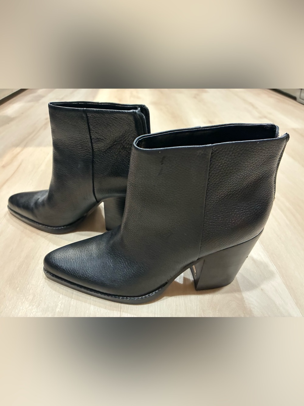 Vince Camuto Black Leather Pointed Ankle Booties